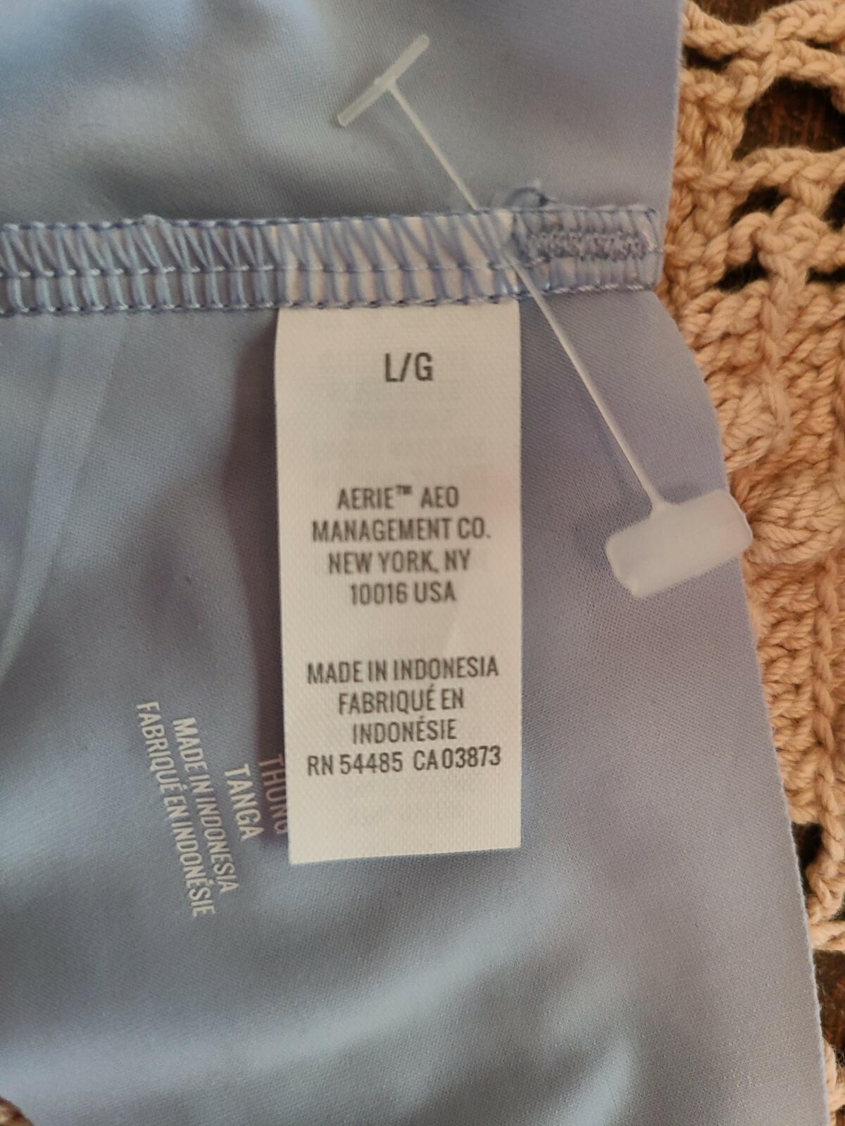 L/7 AERIE SeXy Second Skin Blue Thong Tanga Panty RN 54485