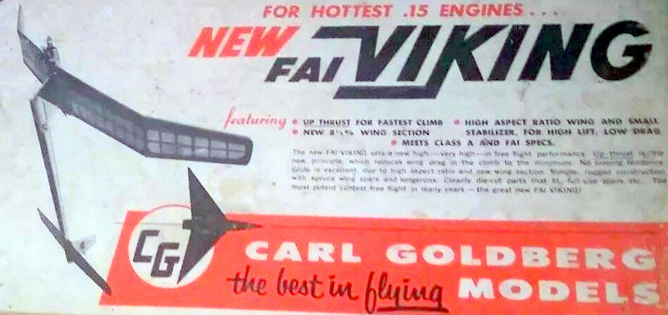 Carl Goldberg's VIKING .15 PLAN + CONSTRUCTION ARTICLE 65" FF Model Airplane 