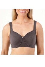 Breezies Wirefree Unlined Floral Jacquard Support Bra Graphite