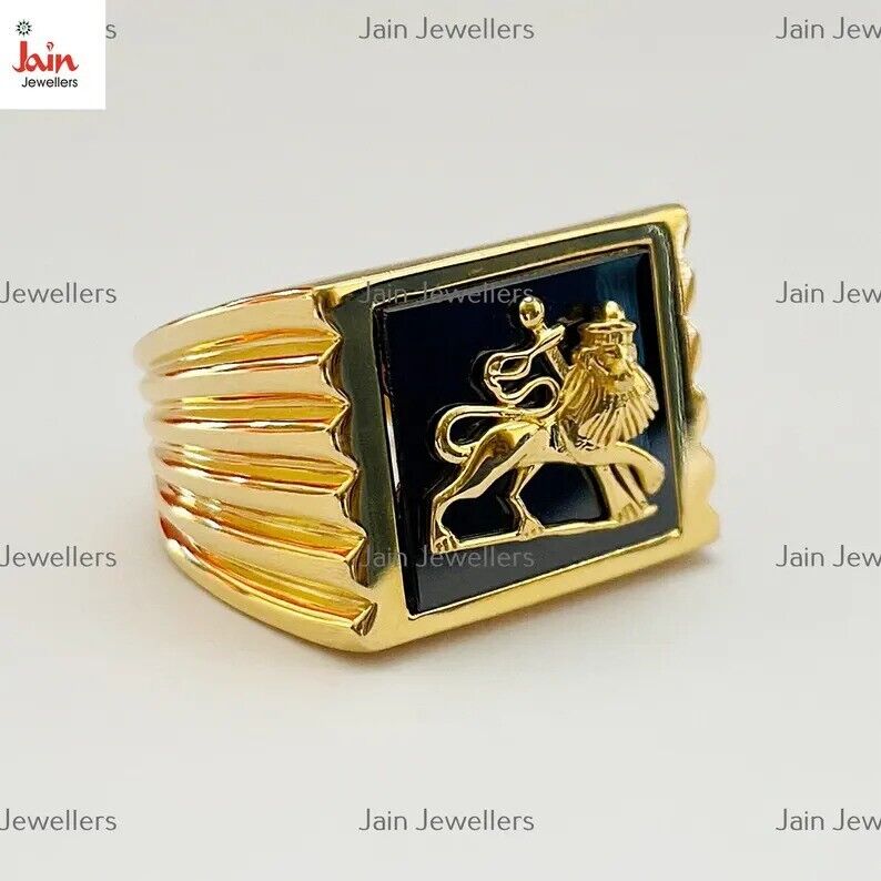 22 Kt Yellow Real Solid Gold Lion of Judah Men Ring Size 8 9 22 Kt Yellow Real Solid Gold Lion of Judah Men Ring Size 8 9
