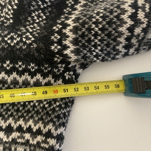 Eddie Bauer Black White Nordic Print Cardigan Sz L Cottagecore Fair Isle Cabin - Picture 12 of 13