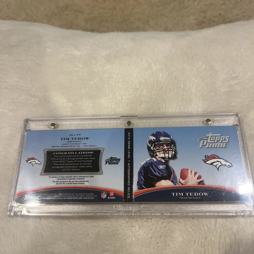 2010 Topps Prime Tim Tebow Autographed booklet 7/20 5 patch’s super collectible  - Image 2 of 4