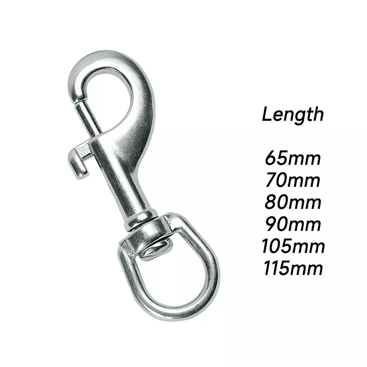 Stainless Steel Swivel Eye Bolt Snap Hook Key Ring Leash Trigger 65mm to  115mm