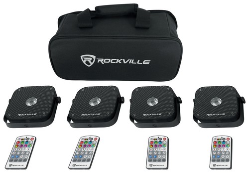 Rockville 4 PACK MINI RF1 V2 Black Up Lights+Bag+Remote+Wireless DMX Controller - Picture 4 of 12