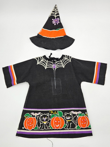 Vintage Handmade Toddler Girls Halloween Witch Costume With Hat Glow in Dark - Picture 2 of 19
