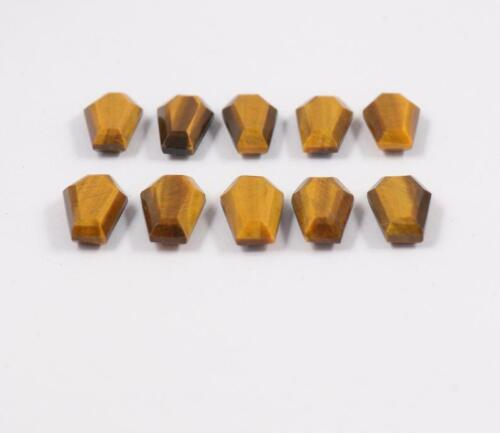 Naturl Tiger Eye Coffin Shape Size 16x10MM Tablet Cut Beautiful Brown Color  - Afbeelding 1 van 6