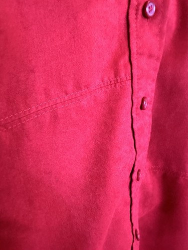 Liz Claiborne Lizsport Red Suede Stain Resistant Button Front Shacket Top Medium - Picture 7 of 13