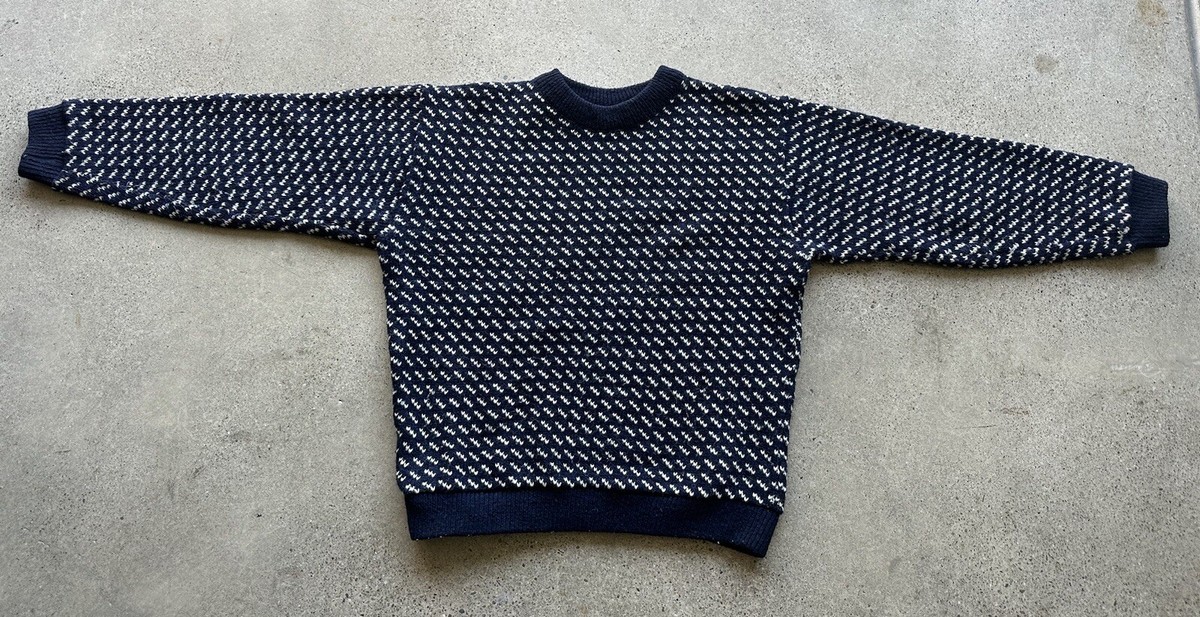 Vintage 80s L.L. Bean Wool Birdseye Heart Fisheye Norwegian Knit 