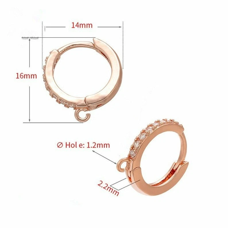 Gancho para pendiente con palanca trasera 10 piezas, pendientes de aro gruesos, pendientes de aro Huggie Foto 2 de 3