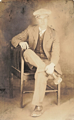 Dapper Man wearing Stylish Cap-Vest Jacket~1930s Real Photo Postcard