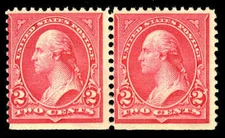 US # 266/267  2¢ Washington Types II/III Pair, Avg-Fine OG NH MNH, SE at bottom