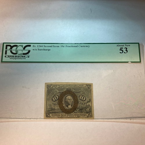 10 CENT SECOND ISSUE FR.1244 POSTAL FRACTIONAL Pcgs Curr. About New 53 Centered - Picture 3 of 4