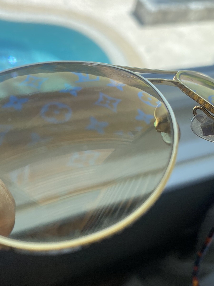 LOUIS VUITTON SUNGLASSES EYEWEAR TORTOISESHELL MONOGRAM LENS GOLD