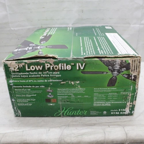 Hunter Classic Series 42" Indoor Low Profile IV Ceiling Fan 51060 Sealed - Picture 5 of 10