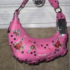 NWT Ed Hardy Studded Hobo Shoulder Bag - Skulls Hearts Tattoo New Y2K Vibe