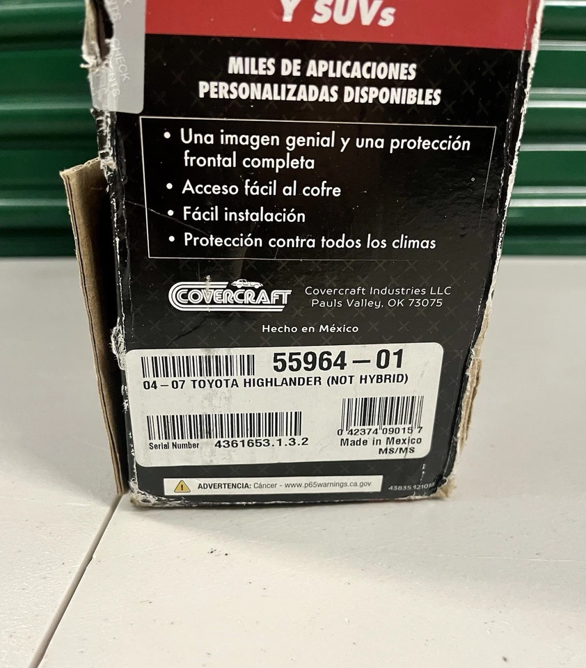 Hood Cover LeBra Toyota Highlander 2004 2005 2006 2007- Not Hybrid-55964-01 - Image 2 of 2