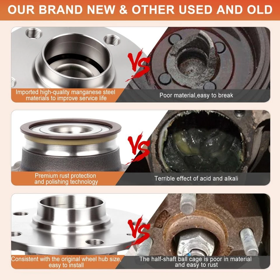 2×Rear Wheel Hub Bearing For 2015-2019 Volkswagen e-Golf GTI 2006-2013 Audi A3 Foto 2 de 4