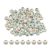 FüR 100 Stk. 6Mm Runde Keramikperlen, Eisblau-Weiß