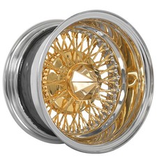 La Wire Wheels Reverse 72-spoke Cl 14x7 Chrome With Gold Center 4pcs B2
