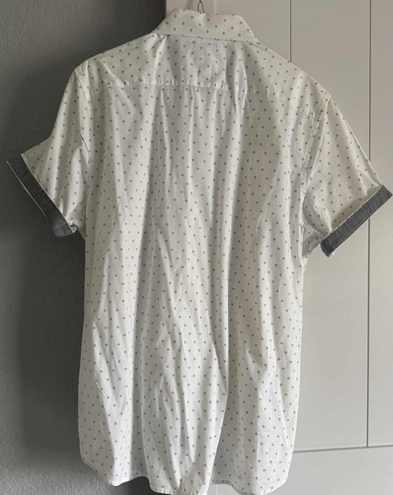 Lee White Pattern Button Down Shirt Gray Accents … - image 2