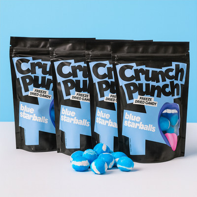 (5,45 EUR/100g) Crunch Punch Blue Starballs Freeze Dried Candy 4x50g 4Pack
