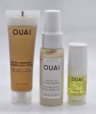 OUAI 3 Pc Travel Sample Minis Set Detox Shampoo Hair Oil Leave In Conditioner