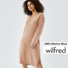 Aritzia Wilfred 100% Merino Wool Sweater Dress Beige