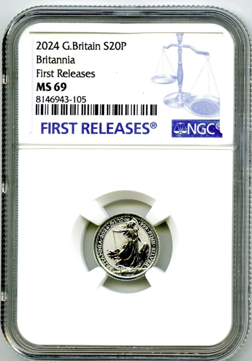 2024 British UK 1/10 Oz Silver Britannia 20p 20 pence coin NGC
