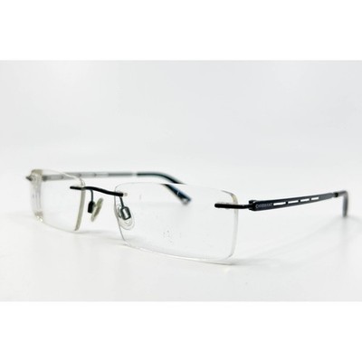 Charmant Eyeglasses Mens Black Rimless Rectangle Blue Label 51-19-140 35094
