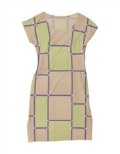 VINTAGE Womens Sheath Dress UK 14 Medium Pink Geometric DE79