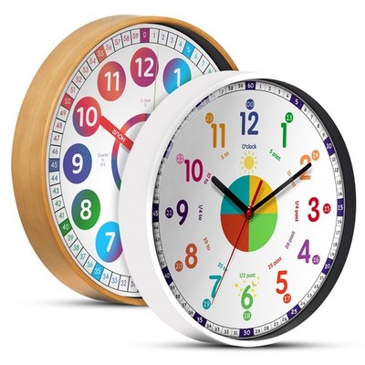 ''10/12 Zoll pädagogische Zeit Unterricht Wanduhr leise bunt Kind Lernuhr