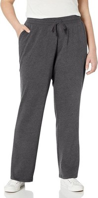 Amazon Essentials Women's Large Straight Leg Charcoal Heather Fleece Sweatpants