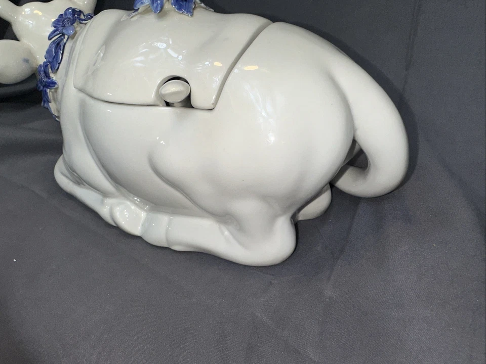 Vintage Italy Bull Shaped Covered Soup Tureen with Ladle 11" X 5.5" X 4" **READ - Image 4 of 4