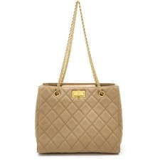 Chanel Caviar Skin Chain Tote Bag Women Beige One Size