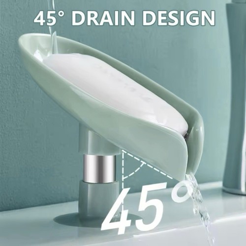 1-2Pcs Leaf Shape Soap Box Drain Soap Holder Bathroom Suction Cup Draining Dish - Picture 2 of 17