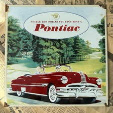 INSEGNA SMALTATA PORCELLANA 12 POLLICI VINTAGE PONTIAC AUTOMOBILES DEALER