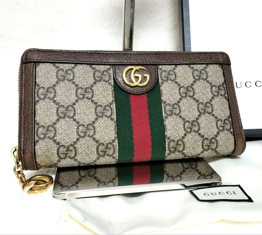 Gucci Marmont GG Supreme Portefeuille Long Off Di Sherry Line Authentique