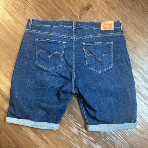 Levis Classic Bermuda Jean Shorts Women 38x10 Denim Dark Wash Rolled Hem - Picture 7 of 11
