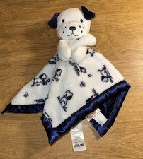 2023 Little Me Puppy Dog Blue White Rattle Lovey Baby Blanket 13" X 13"