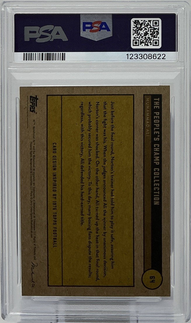 Muhammad Ali PSA 10- 2021 Topps Tribute Set ‘Ali Beats Norton To Retain Title’ view 6