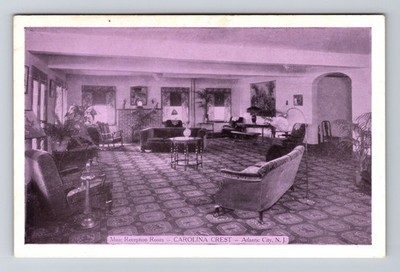 Atlantic City NJ-New Jersey Main Reception Room Carolina Crest Vintage Postcard