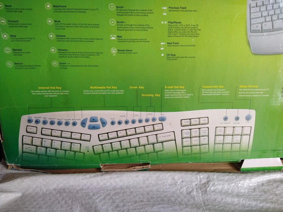 NEW Ortek Ergonomic Keyboard Wired PS/2 EKB-804 PRO White - Image 3 of 4