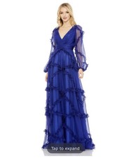 NWT Mac Duggal Royal Blue Long Sleeve Gown Sz 12 Mother Of The Bride