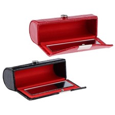 2x Leather  Holder with Mirror bag Black / Red