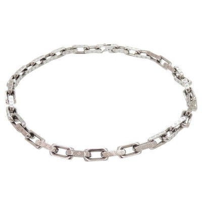 AUTHENTIC LOUIS VUITTON M00307 Monogram Collier Chain Necklace Silver Metal