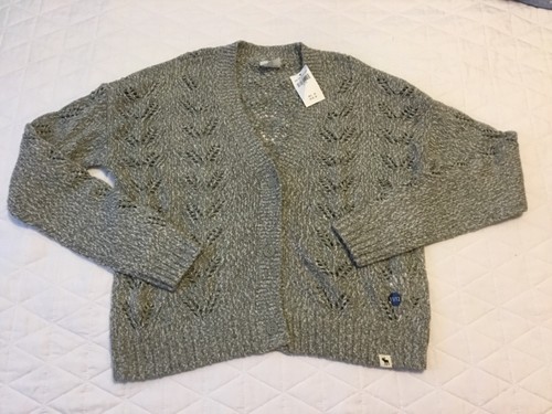 NWT Abercrombie Kid’s Sweater Gray Open Knit Button Down Children's Size 11/12