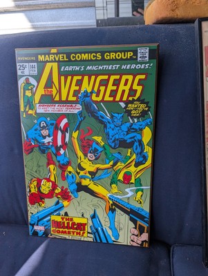 AVENGERS #144 Comic Book Cover Wood Plaque Marvel IRON MAN BEAST CAPTAIN AMERICA