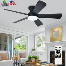 Depuley Modern Ceiling Fan with Light: 42-Inch Black Small Fans for Bedroom Indo