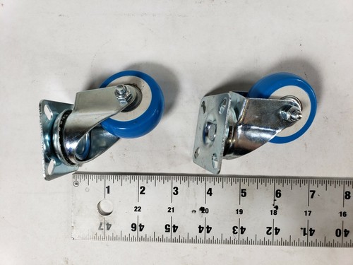 Set Of 4 Swivel Casters Blue 2 Normal And 2 Locking Polyurethane Wheels - Picture 2 of 3