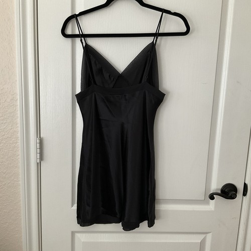 Victorias Secret 100% Silk Black Slip Dress Size Medium Short Nightie Gown - Picture 3 of 13